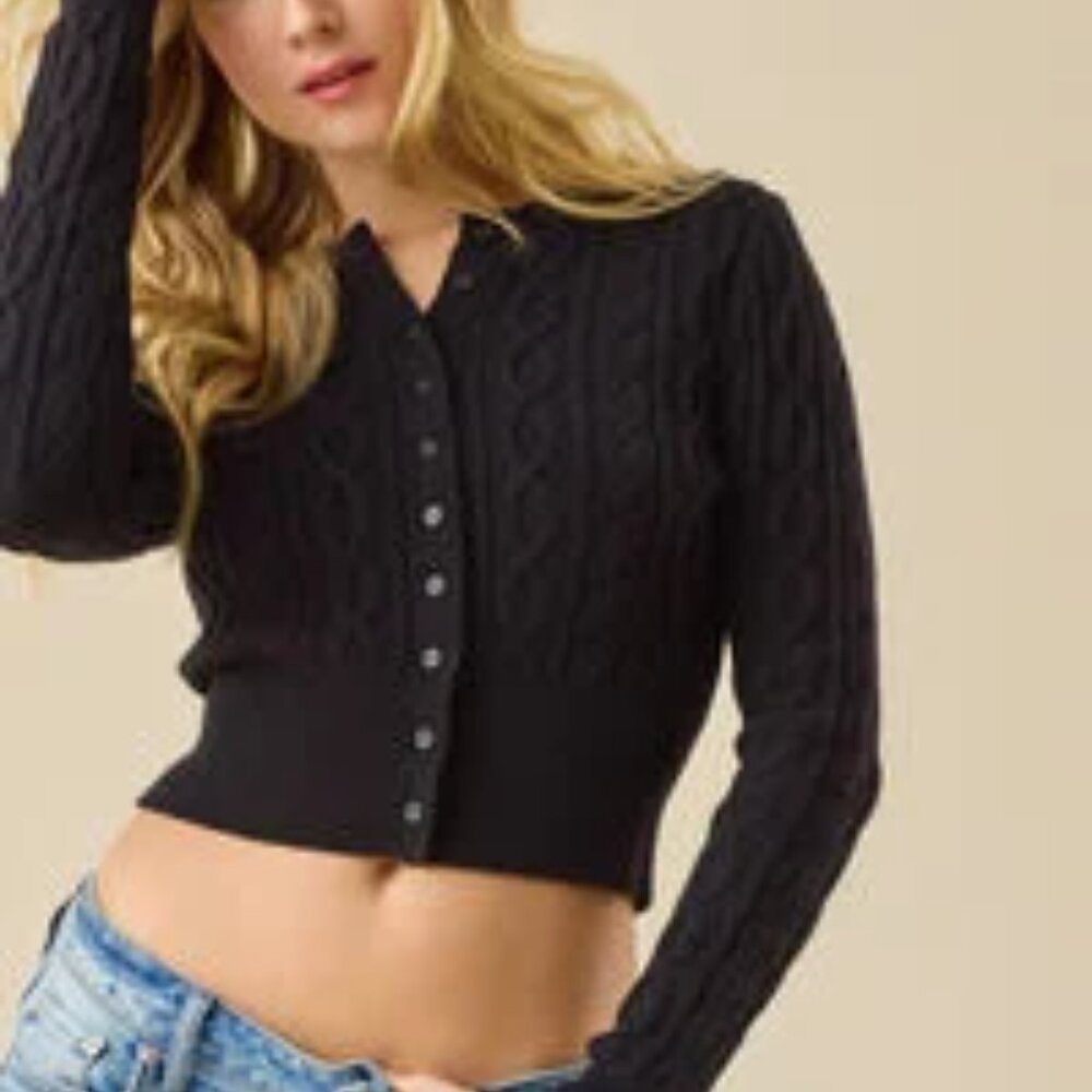 NWT Altar'd State Black Marilyn Button Up Cardigan, XXS (00)
